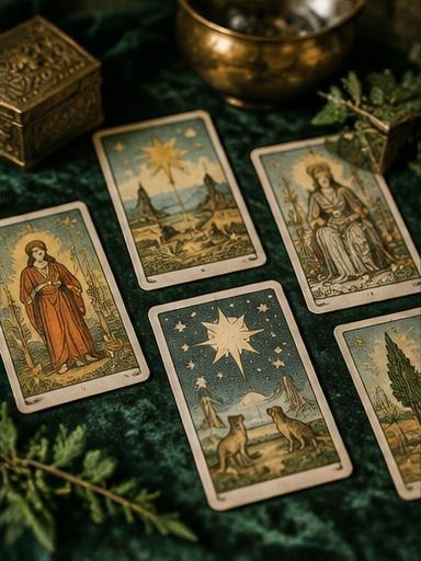 Cartas de tarô dispostas sobre a mesa